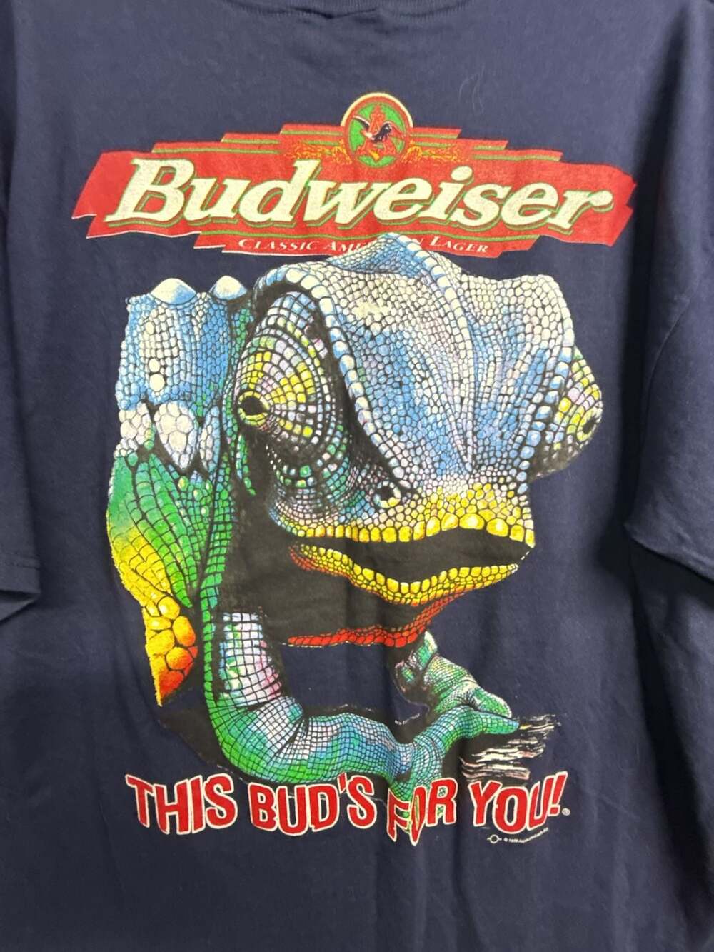 Vintage 1998 Budweiser Chameleon T-Shirt Size XL